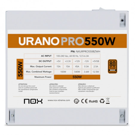 Nox Urano PRO ATX 550W Bronce Blanca