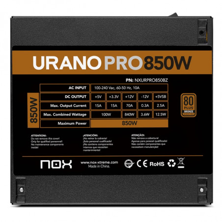 Nox Urano PRO ATX 850W Bronce Negra