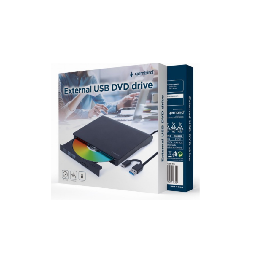Gembird Grabadora DVD Externa USB-031 DVD±RW USB Negra