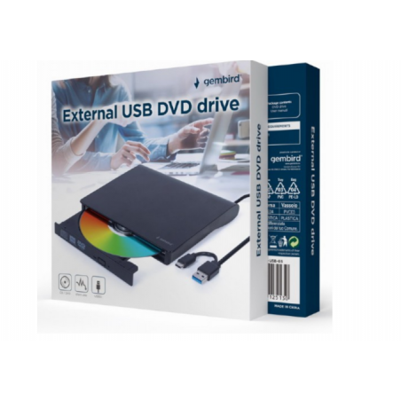 Gembird Grabadora DVD Externa USB-031 DVD±RW USB Negra