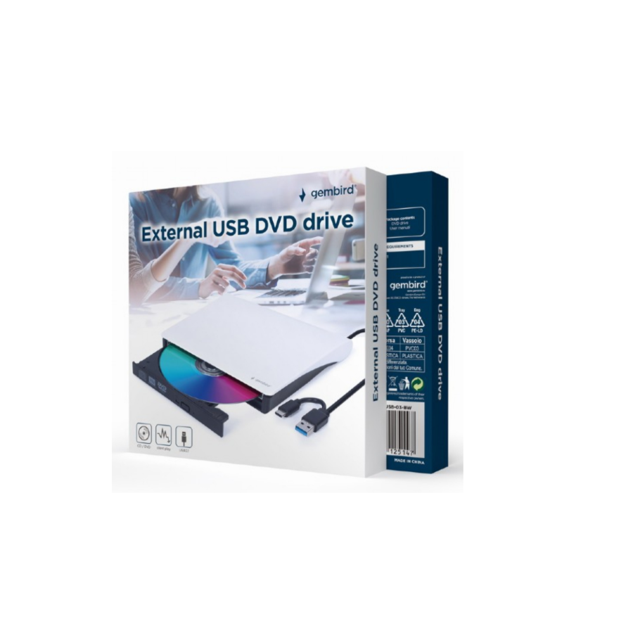 Gembird Grabadora DVD Externa USB-031 DVD±RW USB Blanca