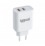 iggual Cargador doble 2xUSB carga rápida QC3.0 30W
