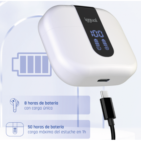 iggual Auriculares inalámbricos TWS Bluetooth blanco