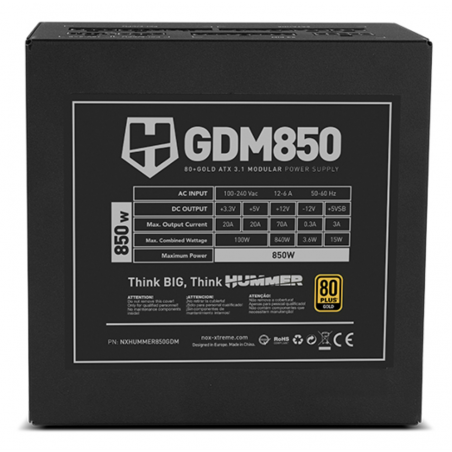 FUENTE ALIMENTACION NOX HUMMER GDM850W MODULAR ATX3.1 80+GOLD