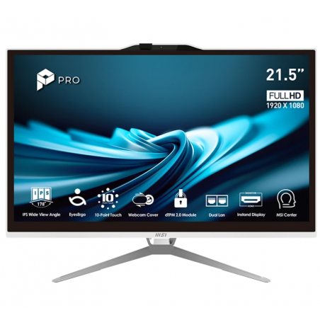 MSI Pro AP222T-614EU i3-14100 8GB 512GB W11H 22" táctil Blanco