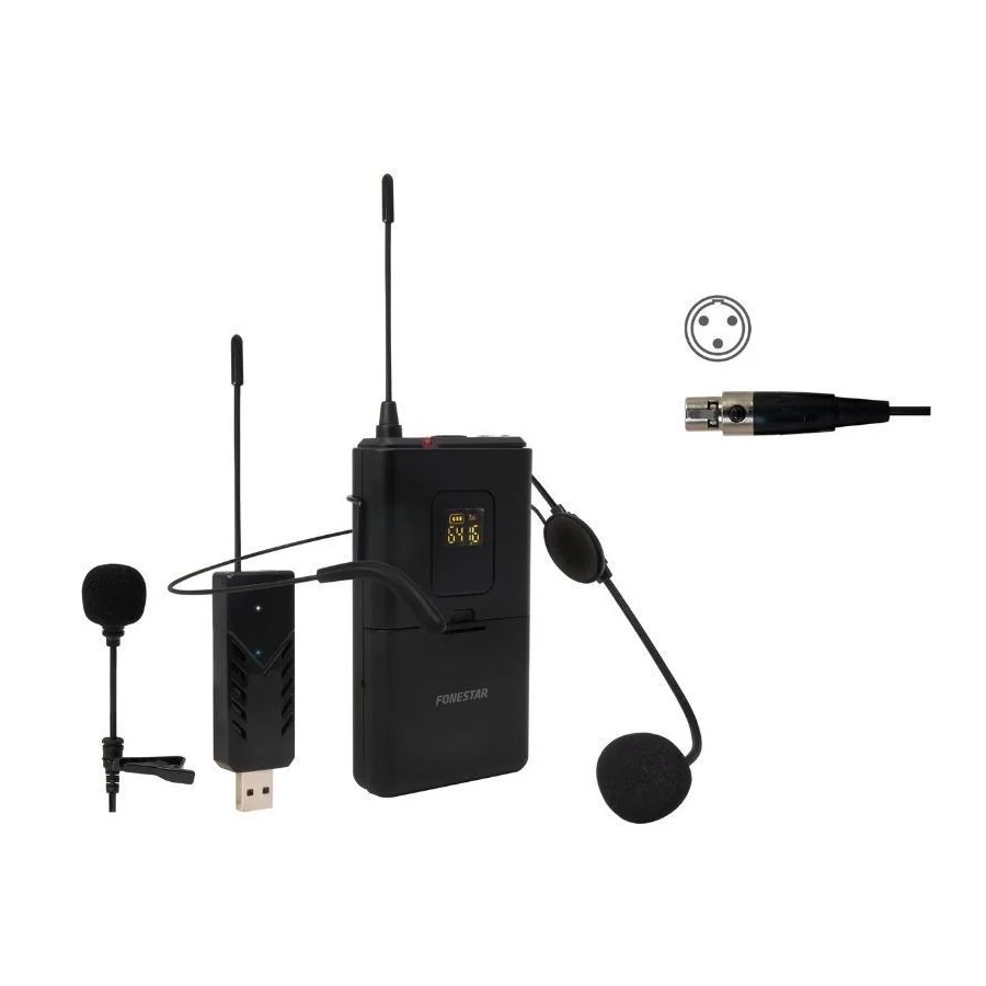Micrófono de cabeza y solapa UHF Fonestar WI-MIC