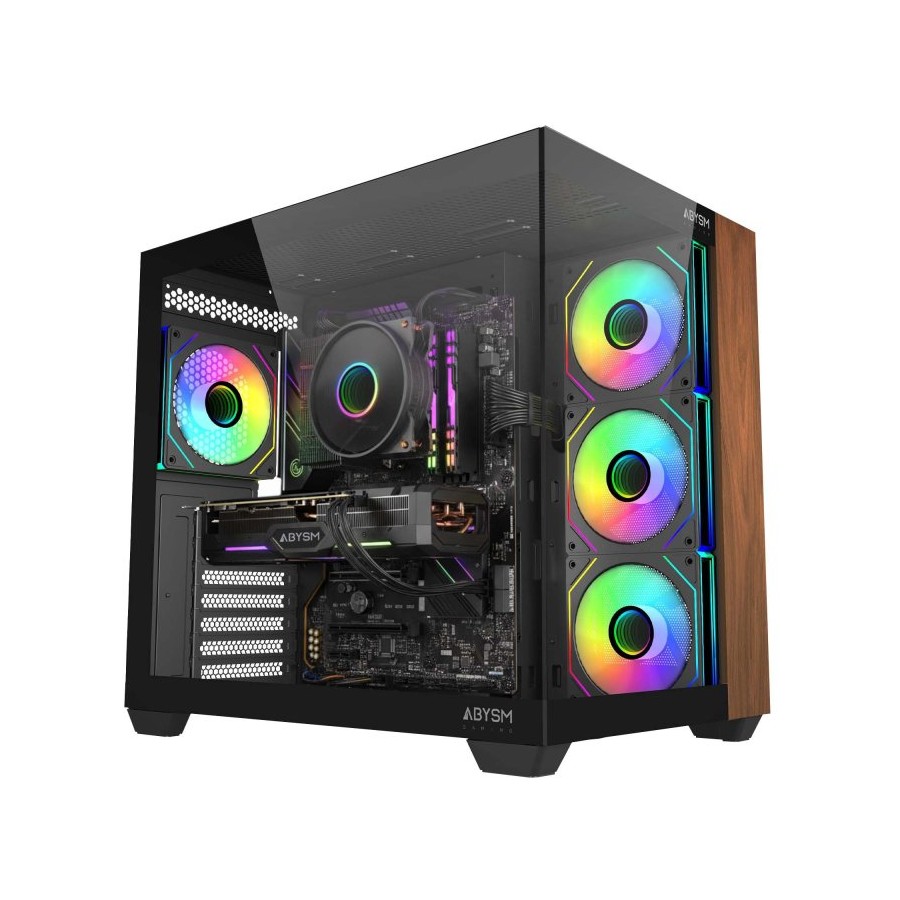 ABYSM SAVA 285B SIN FUENTE NEGRO MADERA 3 BAHIAS USB-C GPU 410mm
