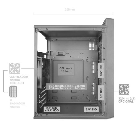 TACENS 2FORTISII NEGRA FRONTAL MESH GPU 235mm ASA DE TRANSPORTE