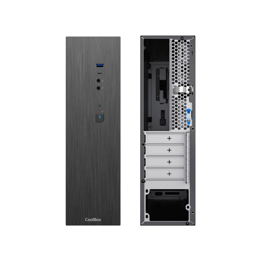 CAJA MICROATX SLIM COOLBOX T370-BZ 2x2.5″ GPU 251max LOW PROFILE  FUENTE 300SBZ 80+ BRONZE