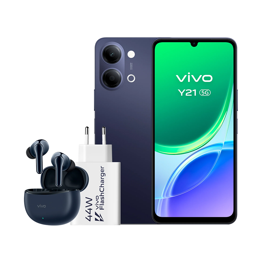 VIVO Y21 5G 6.74" (4+256GB) + Auricular + Cargador Negro
