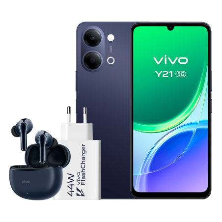 VIVO Y21 5G 6.74" (4+256GB) + Auricular + Cargador Negro