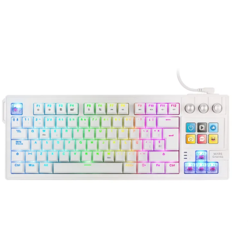 Mars Gaming Usb Mkmasterwes Tkl Smartdeck Mecánico Lcd Gif Rgb Blanco