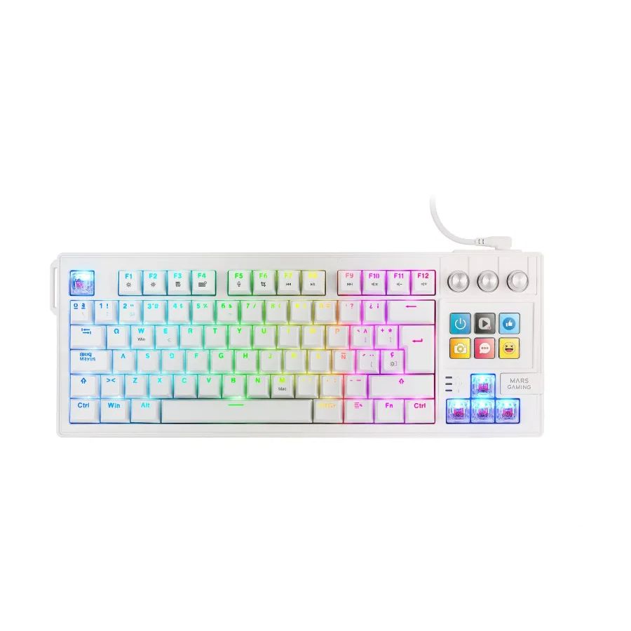 Mars Gaming Usb Mkmasterwes Tkl Smartdeck Mecánico Lcd Gif Rgb Blanco