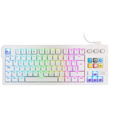 Mars Gaming Usb Mkmasterwes Tkl Smartdeck Mecánico Lcd Gif Rgb Blanco