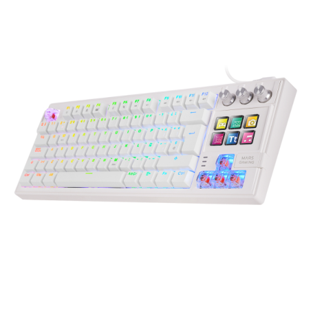 Mars Gaming Usb Mkmasterwes Tkl Smartdeck Mecánico Lcd Gif Rgb BlancoO