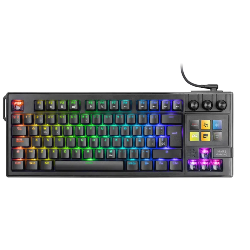 Mars Gaming Usb Mkmaster Tkl Smartdeck Mecánico Lcd Gif Rgb Negro