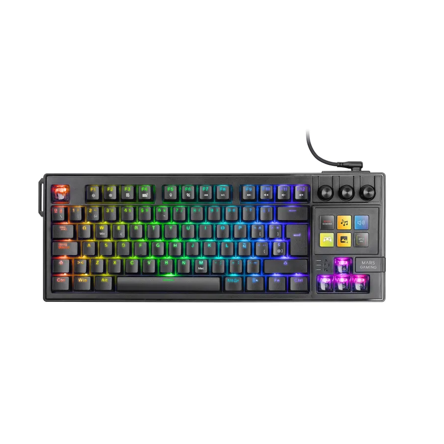 Mars Gaming Usb Mkmaster Tkl Smartdeck Mecánico Lcd Gif Rgb Negro