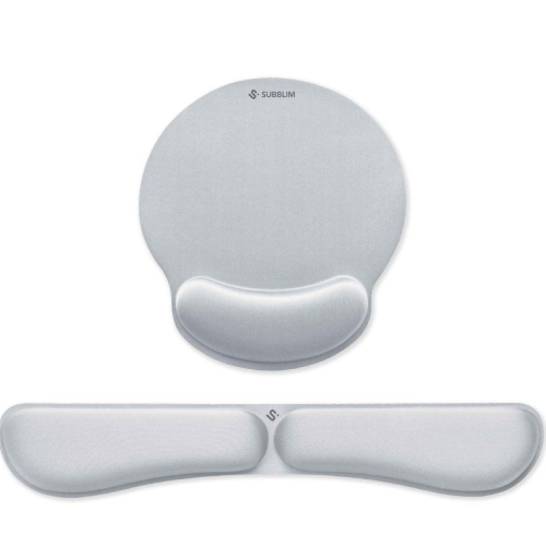 Subblim Ergo MemoryFlex Reposamuñecas y Alfombrilla Ergonómica plata