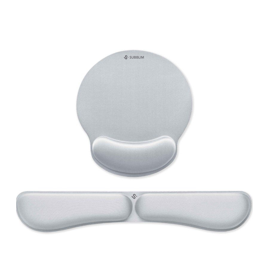 Subblim Ergo MemoryFlex Reposamuñecas y Alfombrilla Ergonómica plata