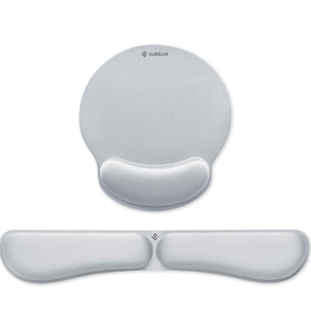 Subblim Ergo MemoryFlex Reposamuñecas y Alfombrilla Ergonómica plata