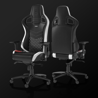 noblechairs EPIC Real Leather negro / blanco / rojo