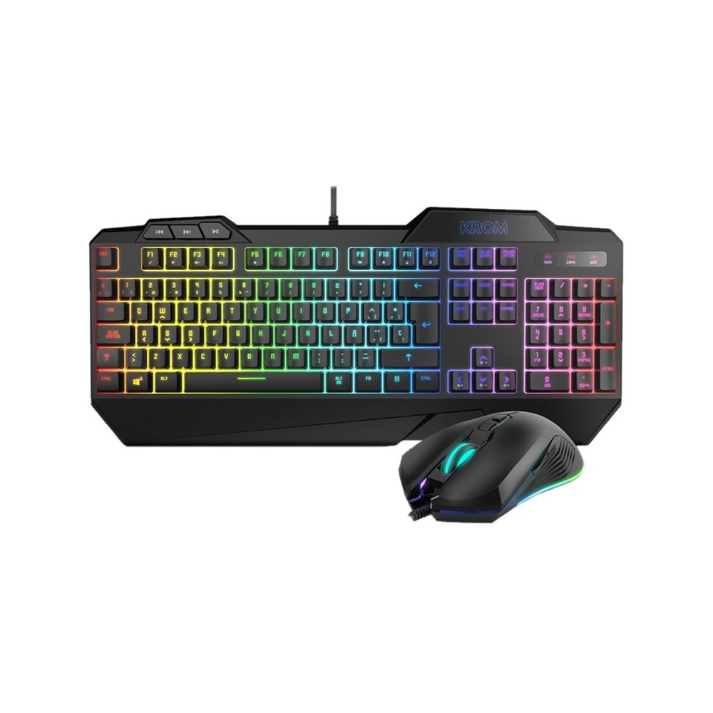 Krom Pack Teclado Semimecanico y Raton Krusher  gaming usb