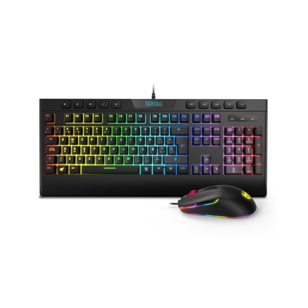 Nox krom Pack RGB Teclado Membrana y Raton Kalyos  gaming usb