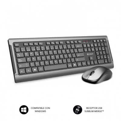 SUBBLIM  kit teclado+ ratón inalámbricos Gris/Negro