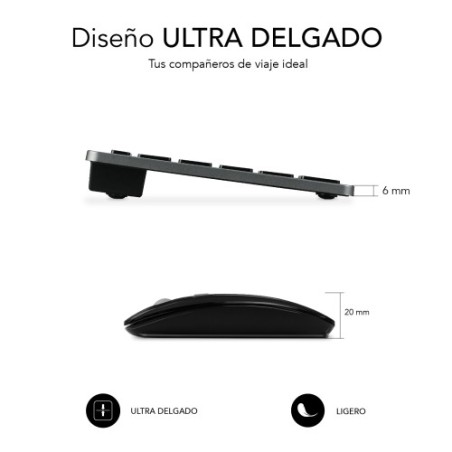 Subblim kit Teclado+ Ratón Ultradelgado Negro