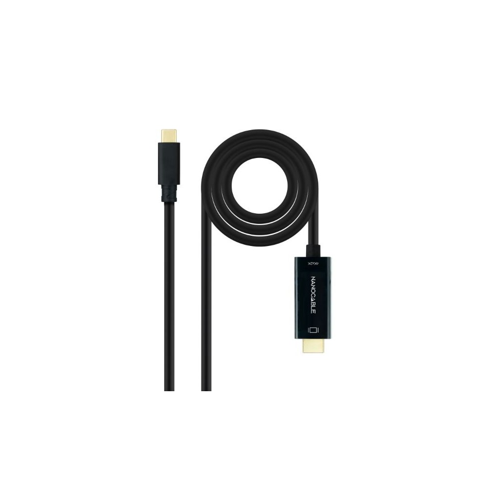 Cable Conversor Nanocable 10.15.5132/ USB Tipo-C Macho - HDMI Macho/ 1.8m/ Negro