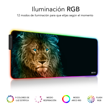 Subblim Alfombrilla/Tapete Ratón con Luz LED RGB 9 colores Extra Grande León