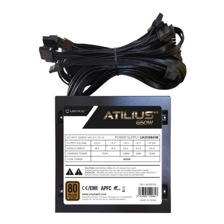 Unyka gaming Atilius II atx 650W 85+ Bronce