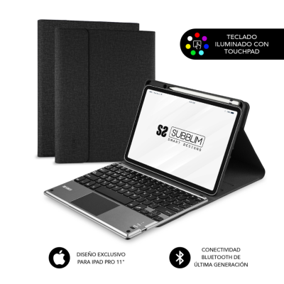 Subblim Funda con Teclado Retroiluminado keytab Pro BL BT Touchpad Ipad Pro 11 2020 Black