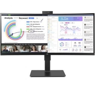 Monitor Profesional Ultrapanorámico Curvo LG 34BQ77QC-B 34'/ WQHD/ Webcam/ Multimedia/ Negro