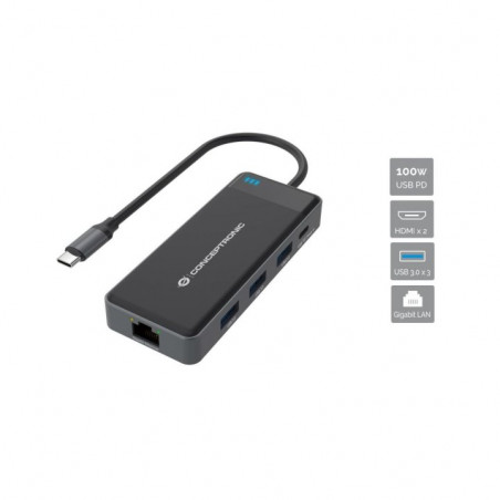 Conceptronic 2xhdmi 1xusb-c Pd 100w 3xusb-a 1xgb Rj45
