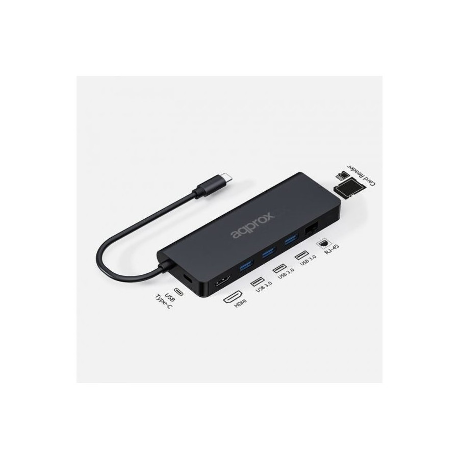 Approx 1xhdmi 4k 3xusb-a 3.0 1xlector Tarjetas Sd/microsd 1xusb-c Pd 100w