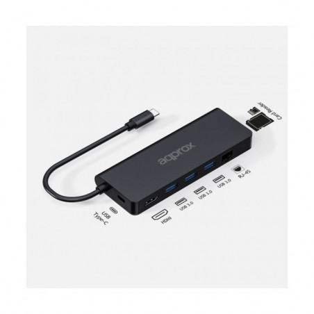 Approx 1xhdmi 4k 3xusb-a 3.0 1xlector Tarjetas Sd/microsd 1xusb-c Pd 100w