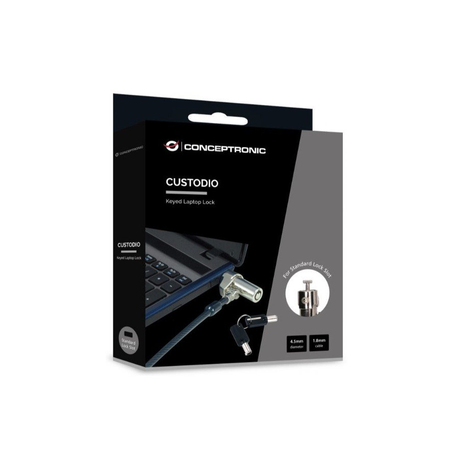 Conceptronic Cable De Seguridad Custodio02bs Por Llave 1.8m