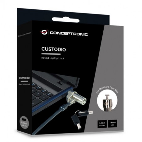 Conceptronic Cable De Seguridad Custodio02bs Por Llave 1.8m