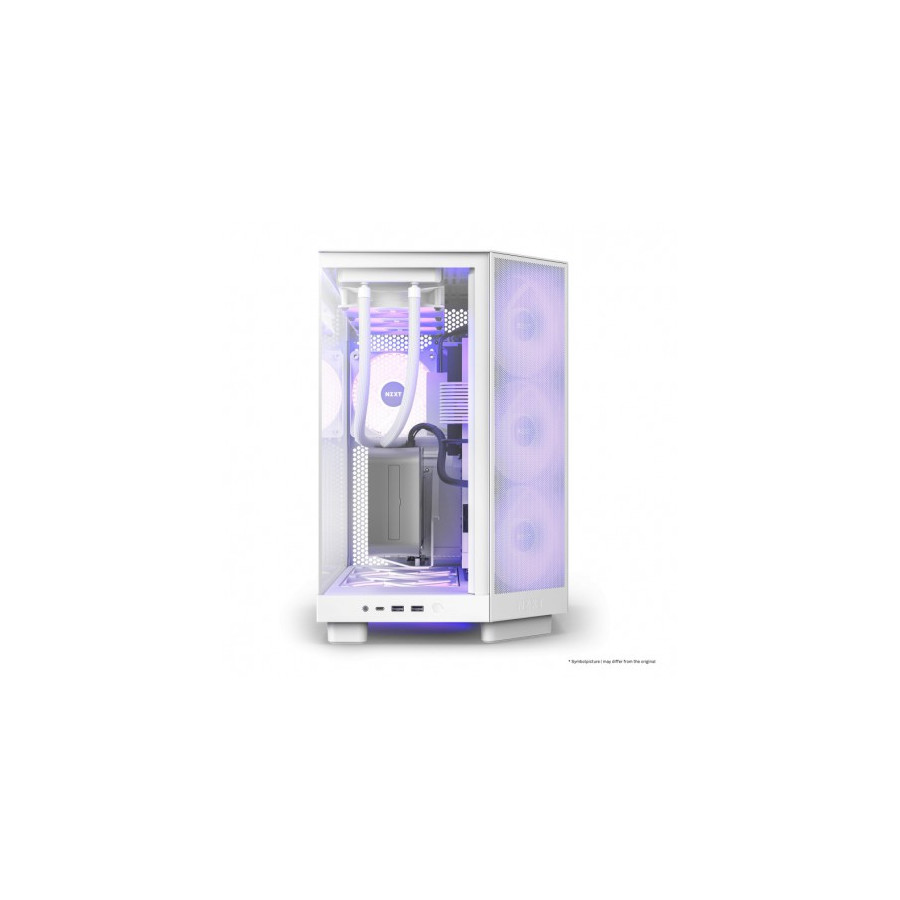 NZXT H6 Flow RGB Blanca Cristal Tintado